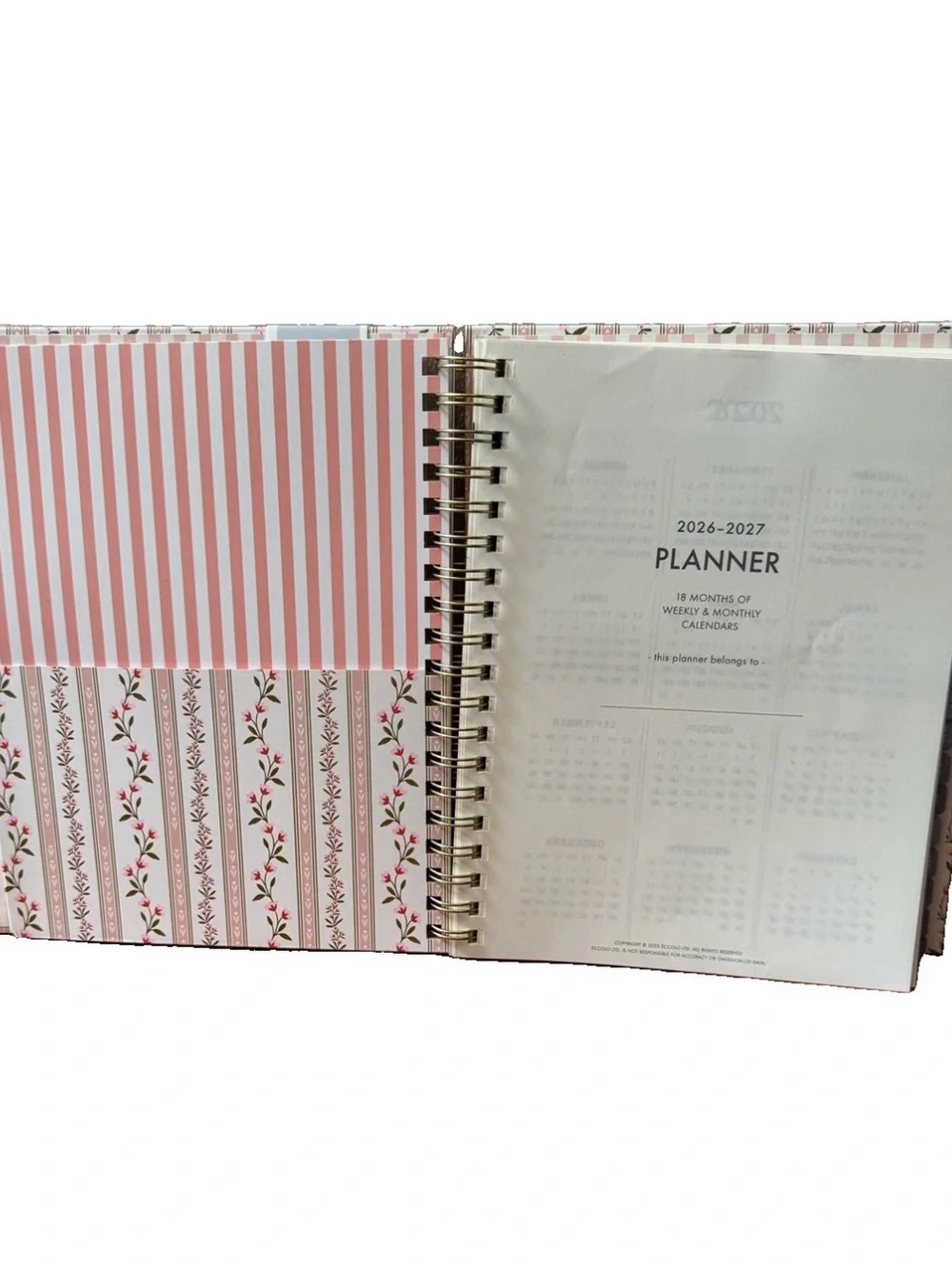 Eccolo Planner 2026- 2027 18-Month Weekly & Monthly Planner Hard Cover 10x8”